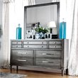 Bowery Hill 2-Piece 7-Drawer Transitional Wood Dresser and Mirror in Gray
