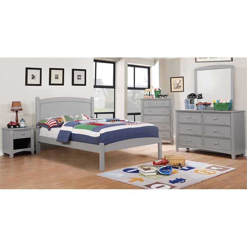 Bowery Hill Transitional Solid Wood Dresser and Mirror in Gray