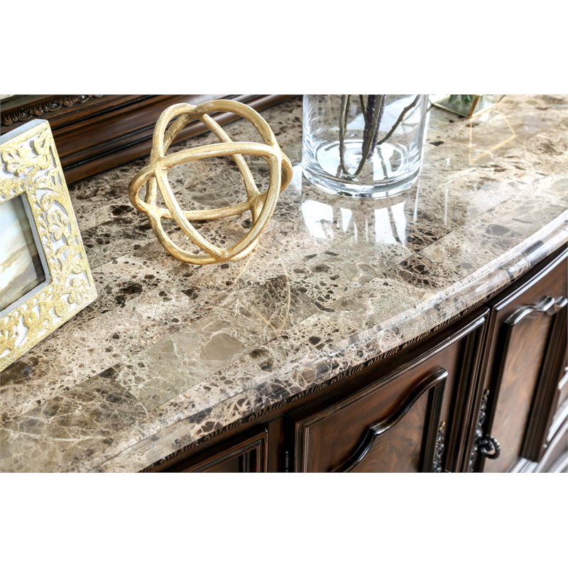 Bowery Hill 8-Drawer Transitional Wood Dresser and Mirror in Cherry