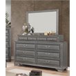 Bowery Hill Transitional 10-Drawer Wood Dresser and Mirror in Gray