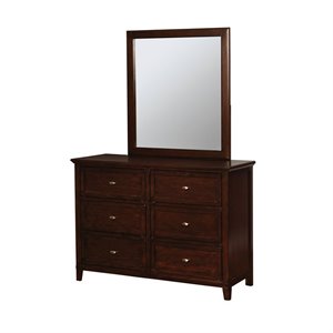 Bowery Hill Transitional Wood Dresser and Mirror in Brown Cherry