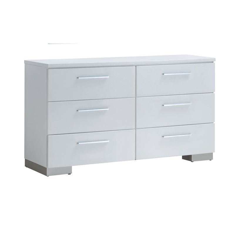 Bowery Hill Contemporary Wood 6-Drawer Dresser in White