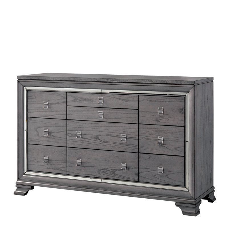 Bowery Hill 8-Drawer Contemporary Wood Dresser in Light Gray