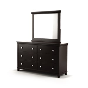Bowery Hill 2-Piece Solid Wood Dresser and Mirror in Espresso