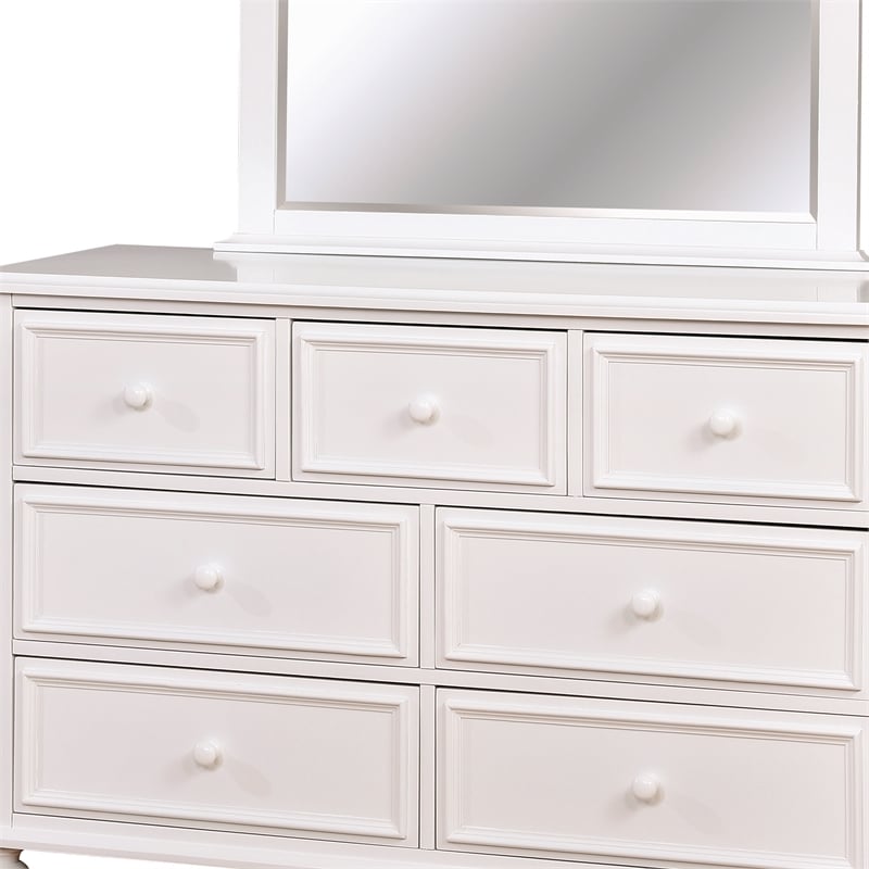 Bowery Hill 2-Piece 7-Drawer Traditional Wood Dresser and Mirror in White