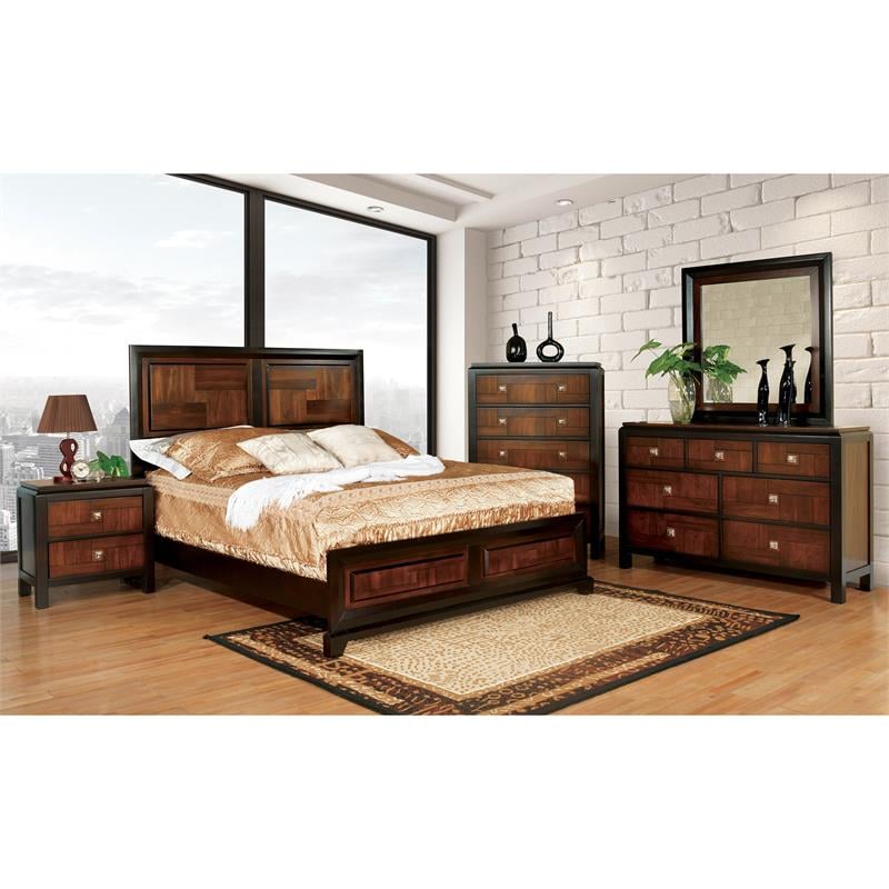Bowery Hill Transitional Wood 2-Piece Dresser and Mirror in Acacia