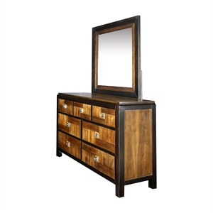 Bowery Hill Transitional Wood 2-Piece Dresser and Mirror in Acacia