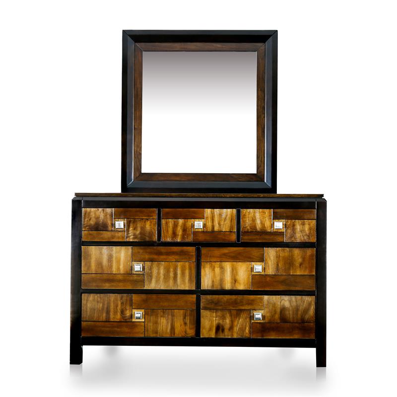 Bowery Hill Transitional Wood 2-Piece Dresser and Mirror in Acacia