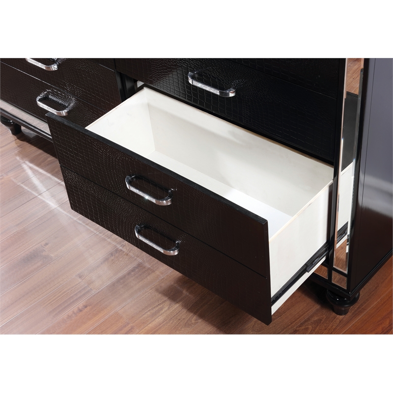 Bowery Hill 9-Drawer Contemporary Solid Wood Dresser in Black