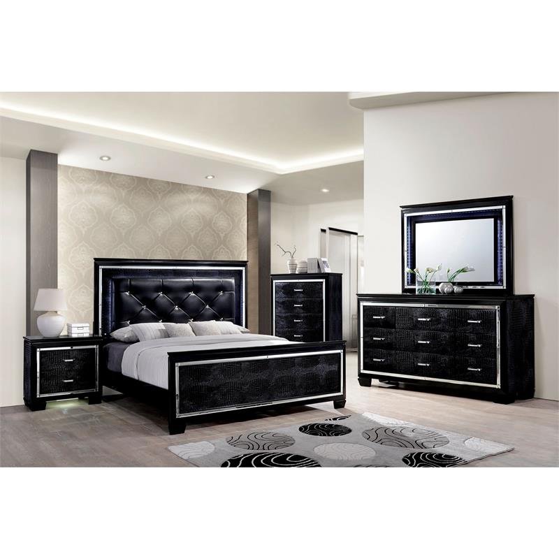 Bowery Hill 9-Drawer Contemporary Solid Wood Dresser in Black