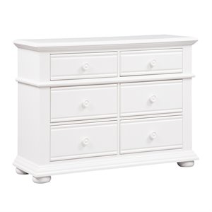 bowery hill mid-century 6 drawer wood dresser in white