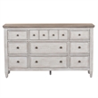 Bowery Hill Mid-Century Wood 9 Drawer Dresser in White