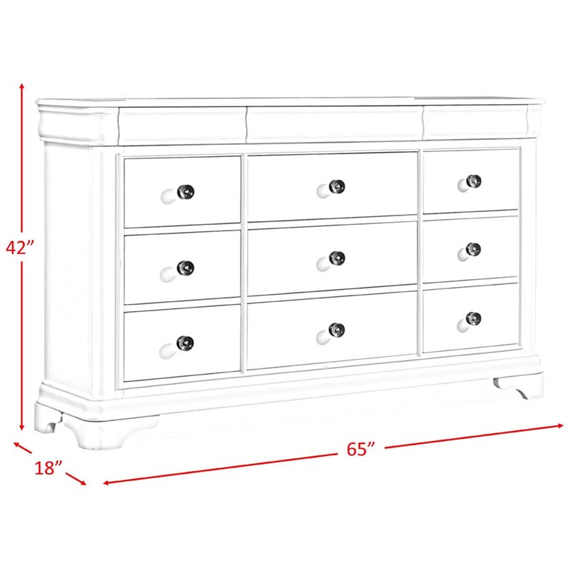 Bowery Hill Solid Wood 12-Drawers Bedroom Dresser in Cherry