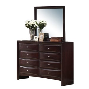 bowery hill solid wood 8-drawers bedroom dresser with mirror set in mahogany
