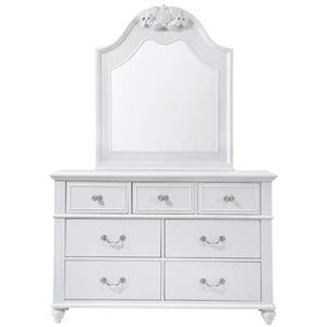 Bowery Hill Engineered Wood 7-Drawers Bedroom Dresser with Mirror Set in White