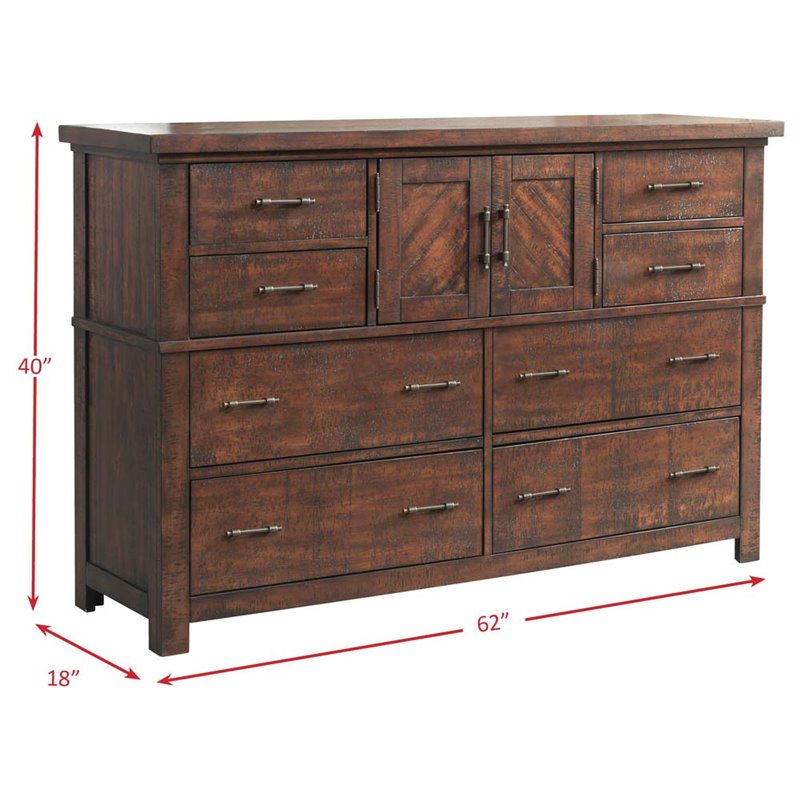Bowery Hill 7 Drawer Dresser in Walnut