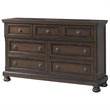 Bowery Hill Pine Wood 7-Drawers Bedroom Dresser in Walnut
