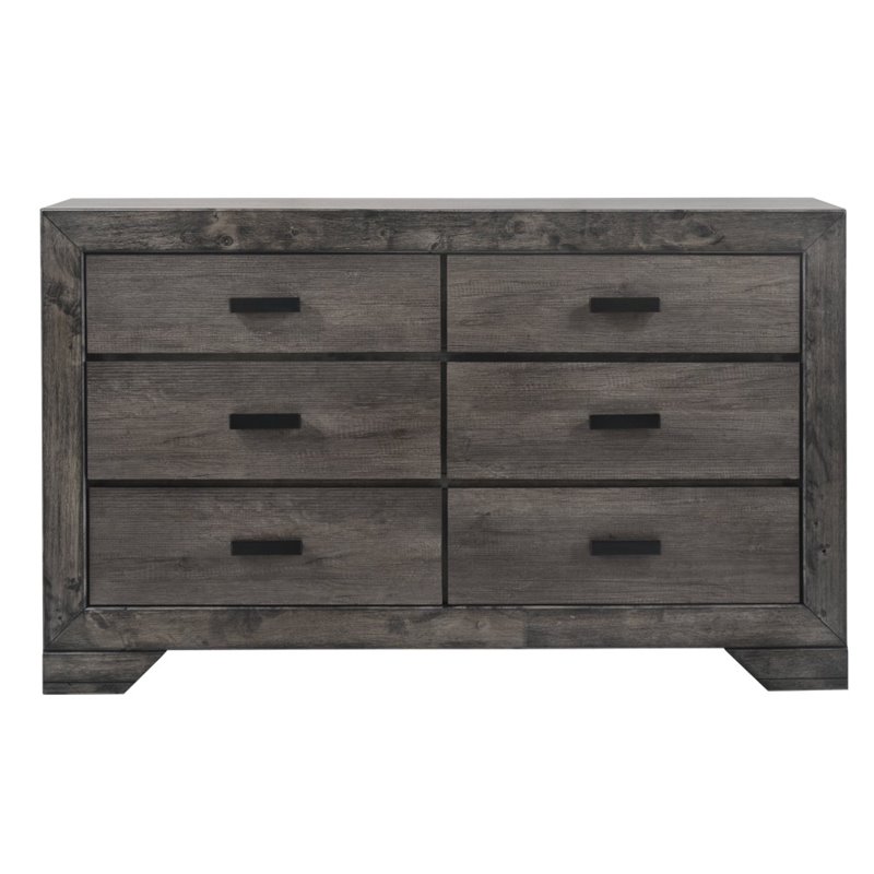Bowery Hill Solid Wood 6-Drawers Bedroom Dresser in Gray Oak