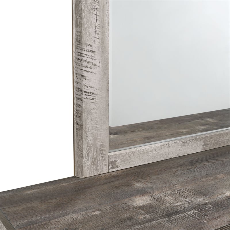 Bowery Hill Wood 7-Drawers Bedroom Dresser with Mirror Set in Gray