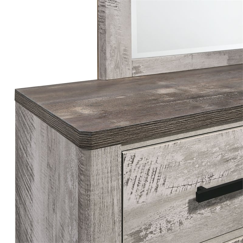 Bowery Hill Wood 7-Drawers Bedroom Dresser with Mirror Set in Gray