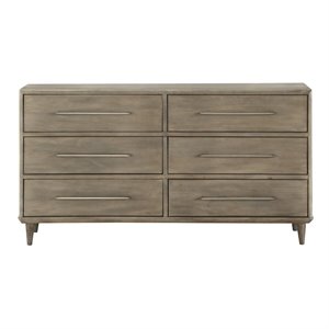 bowery hill 6 drawer solid wood dresser in antique mocha