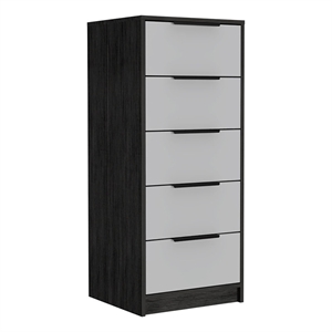 Bowery Hill Modern 5-Drawer Engineered Wood Dresser in Smoky Oak/White