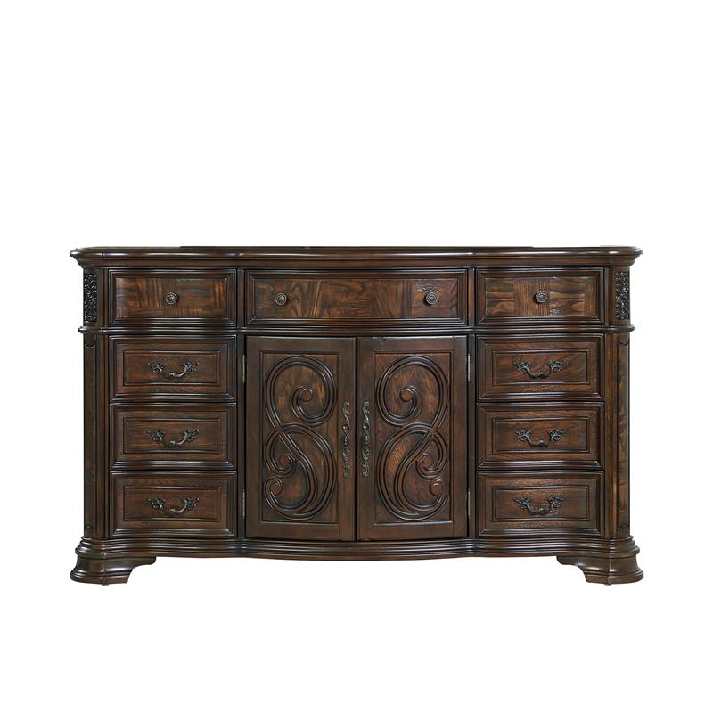 Bowery Hill Brown Cherry 9-Drawer Dresser