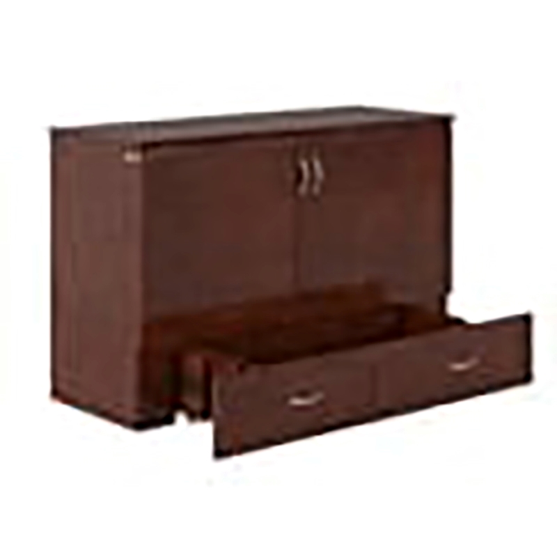 Bowery Hill Queen Traditional Solid Wood Murphy Bed Chest w/ Mattress in Walnut