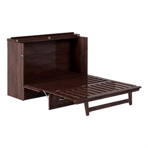 Bowery Hill Queen Modern Wood Murphy Bed Chest with Mattress in Burnt Amber