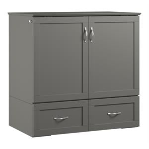 Bowery Hill Wood Gray Murphy Bed Twin Extra Long Space Saving Design 40.75&quotH x 42.63&quotW x 24.75&quotD Assembly Required
