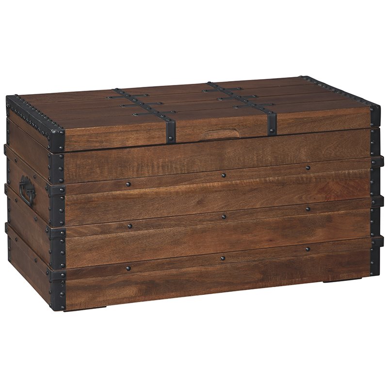 Bowery Hill Storage Trunk Coffee Table in Brown