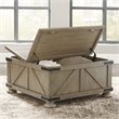 Bowery Hill Pine Wood Square Coffee Table with Storage in Weathered Gray