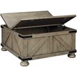 Bowery Hill Pine Wood Square Coffee Table with Storage in Weathered Gray