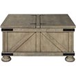 Bowery Hill Pine Wood Square Coffee Table with Storage in Weathered Gray