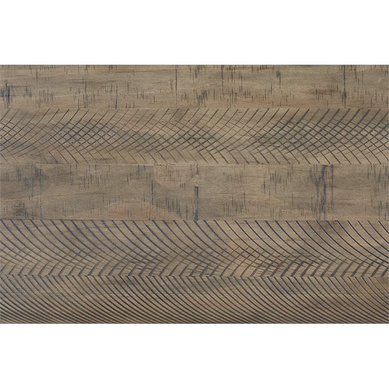 Bowery Hill Pine Wood Square Coffee Table with Storage in Weathered Gray