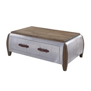 Bowery Hill Coffee Table in Antique Oak and Aluminum