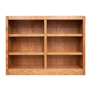 Bowery Hill 36&quot Tall 6-Shelf Double Wide Wood Bookcase in Dry Oak
