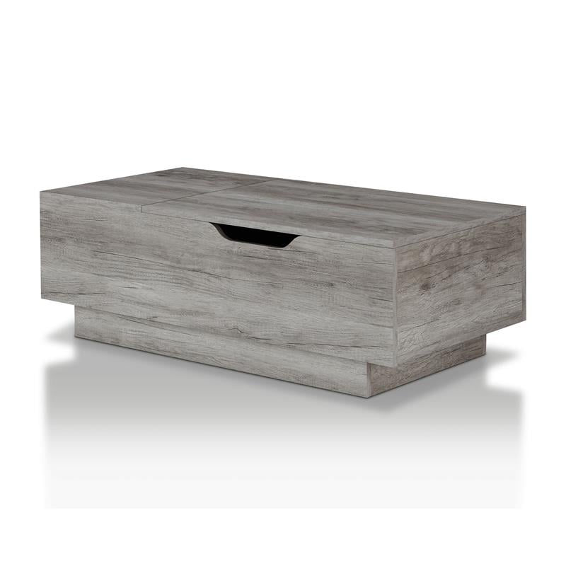 Bowery Hill Wood Lift Top Coffee Table in Vintage Gray Oak