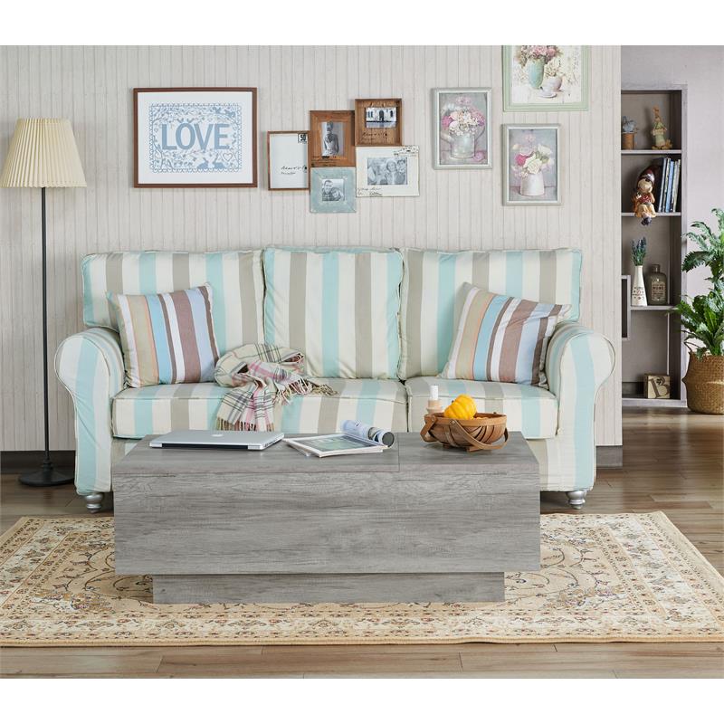 Bowery Hill Wood Lift Top Coffee Table in Vintage Gray Oak