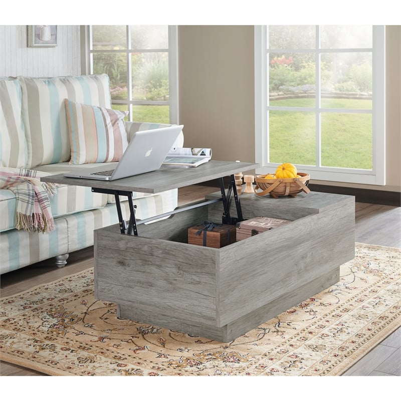 Bowery Hill Wood Lift Top Coffee Table in Vintage Gray Oak