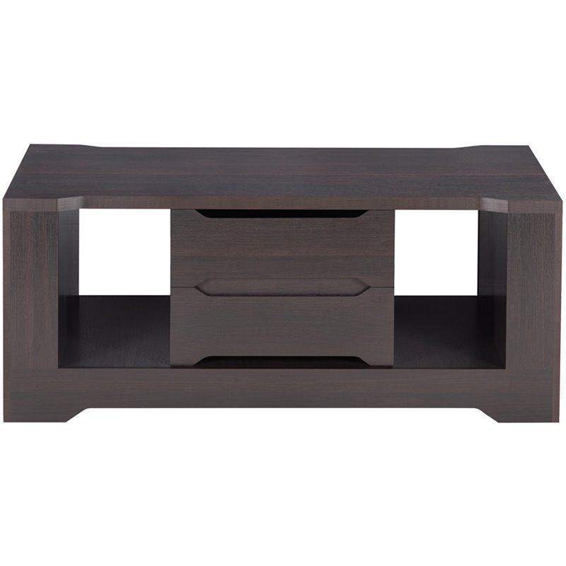 Bowery Hill Wood Storage Coffee Table in Espresso
