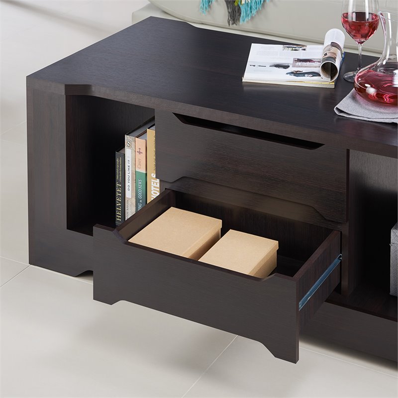 Bowery Hill Wood Storage Coffee Table in Espresso