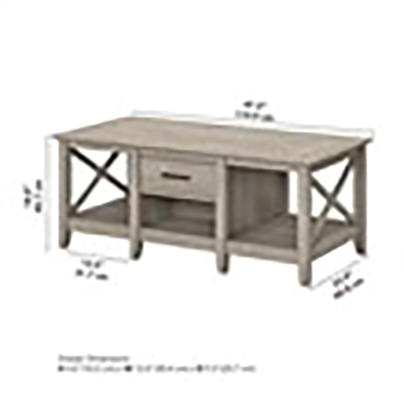 Bowery Hill Mid-Century Engineered Wood Storage Coffee Table in Washed Gray