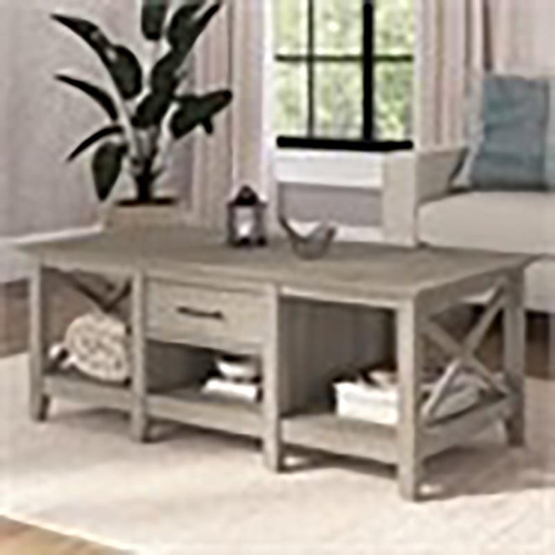 Bowery Hill Mid-Century Engineered Wood Storage Coffee Table in Washed Gray