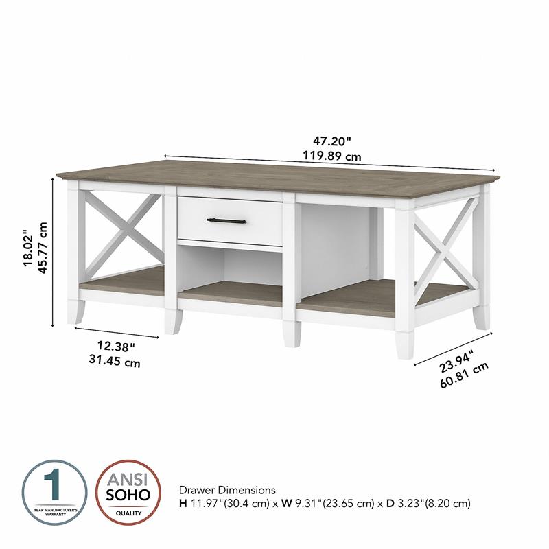Bowery Hill Modern Engineered Wood Coffee Table with Storage in White