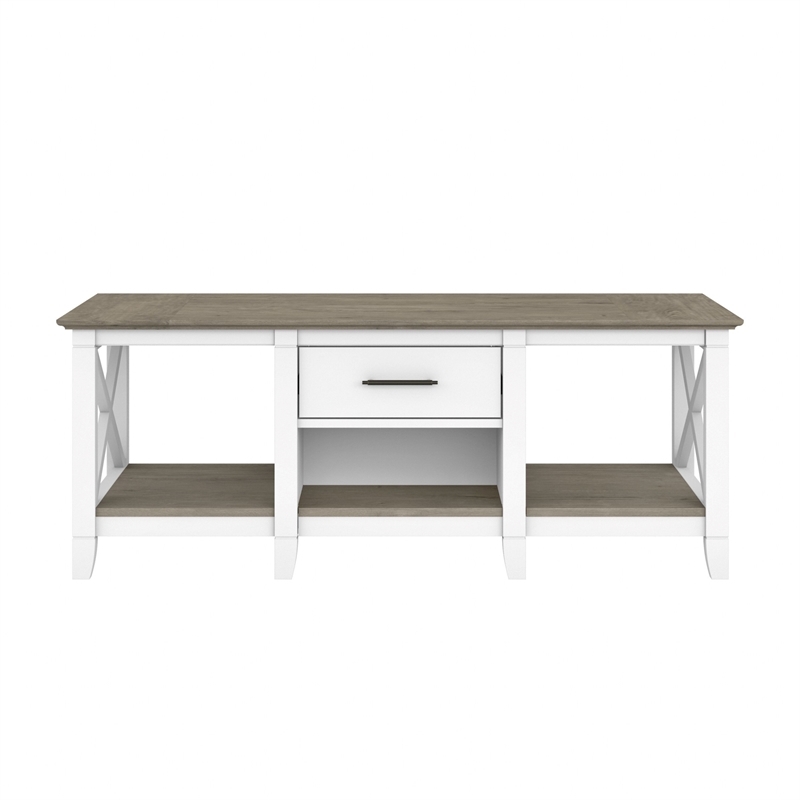 Bowery Hill Modern Engineered Wood Coffee Table with Storage in White