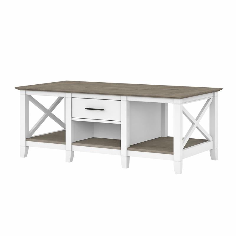 Bowery Hill Modern Engineered Wood Coffee Table with Storage in White