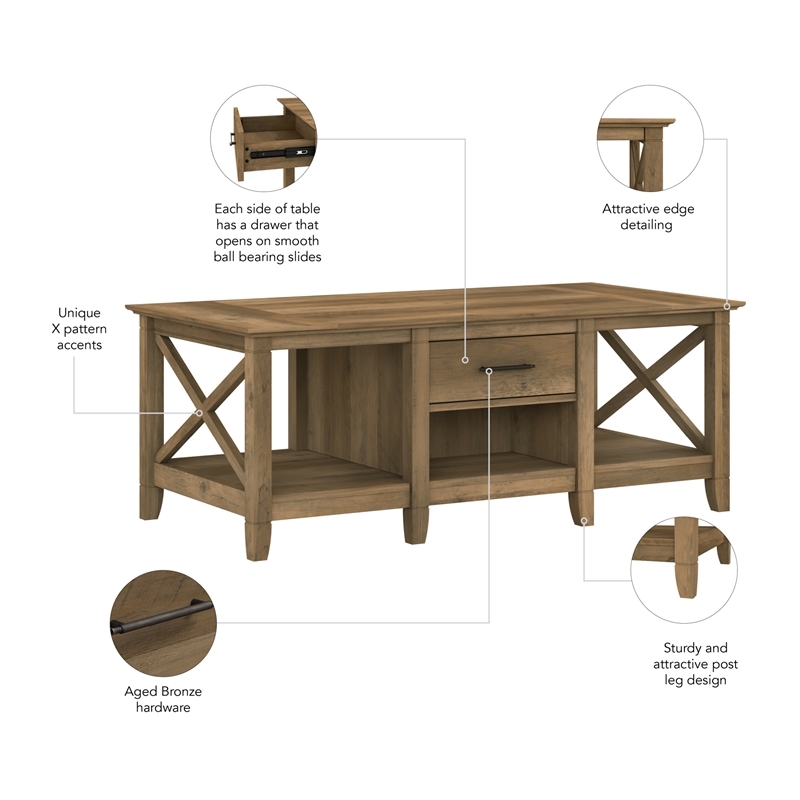 Bowery Hill Modern Engineered Wood Coffee Table with Storage in Pine