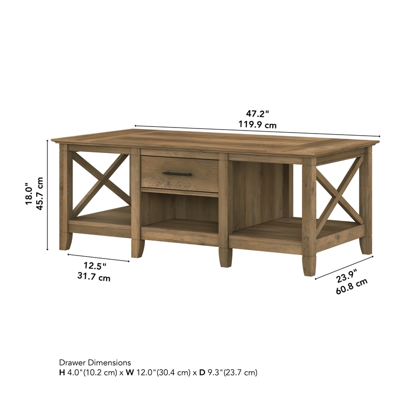 Bowery Hill Modern Engineered Wood Coffee Table with Storage in Pine
