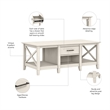 Bowery Hill Mid-Century Engineered Wood Coffee Table with Storage in White